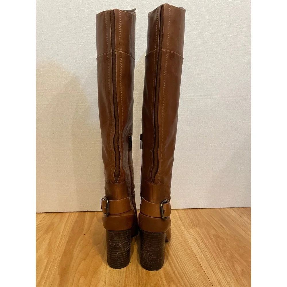 Vince Camuto Women's Brown/Cognac Leather Tall Heeled Sydney Boots Size‎ 7M